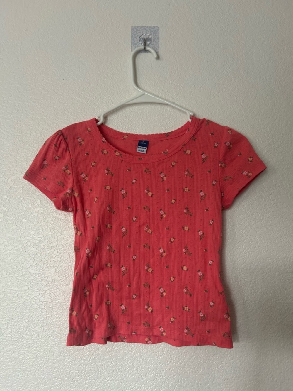 Old Navy Coral Floral Ribbed Tee